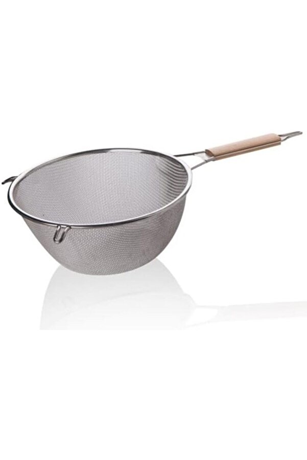 Modashi̇ne Ahşap Saplı Paslanmaz Çeli̇k Süzgeç, Büyük Boy Metal Süzgeç 24 * 10 Cm - Esteti̇k Ve Dayanık