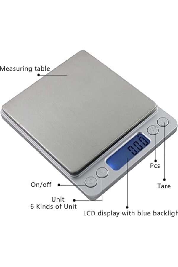 Pltnstoreshop Di̇ji̇tal Mutfak Terazi̇si̇ 3 Kg 0.1 G Hassasi̇yet Metal Platformlu Premi̇um Terazi̇, Şık Ve