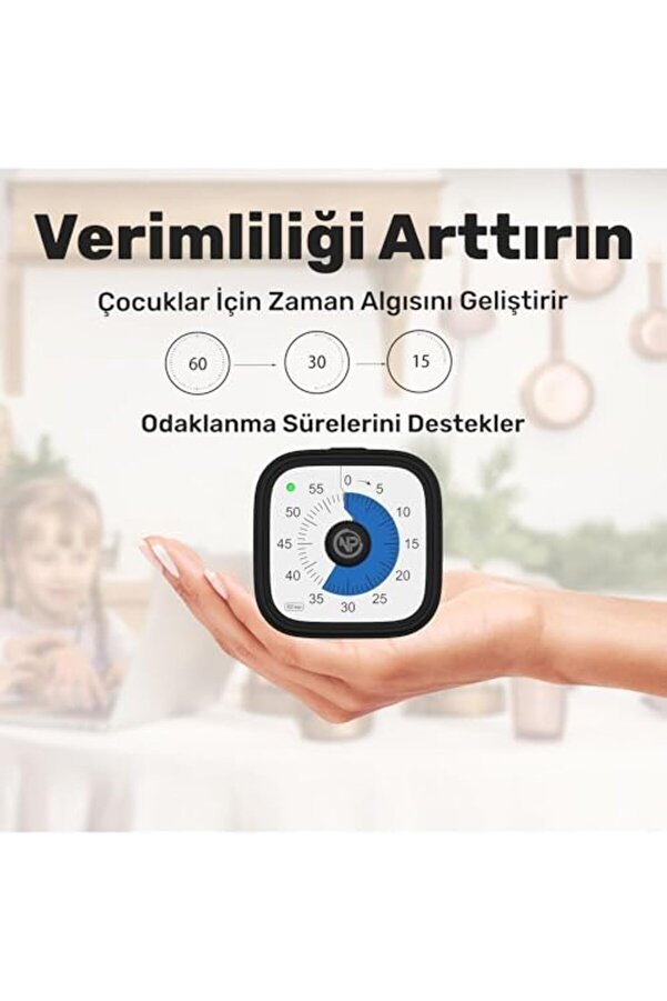 Modashi̇ne Mutfak,Ders,Yemek İçi̇n 60Dk Analog Alarm Zamanlayıcı,Pomodoro Öğrenci̇ Moti̇vasyon Saati̇ (Si̇