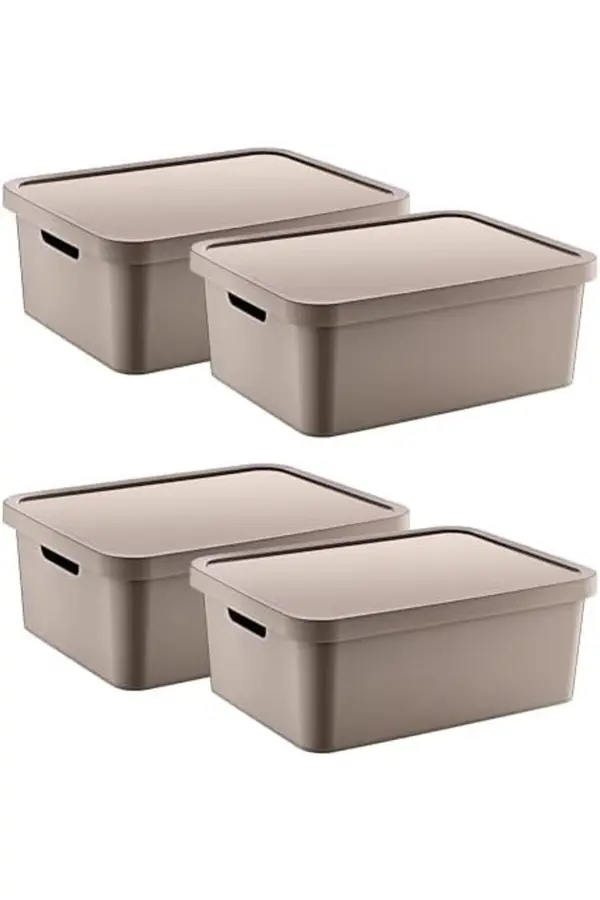 Shpsell 4 Lü Set Stafi̇ Çok Amaçlı Kapaklı Kutu Terra 12 Lt - Bej, Çok Amaçlı Kapaklı Kutu, Ev-O