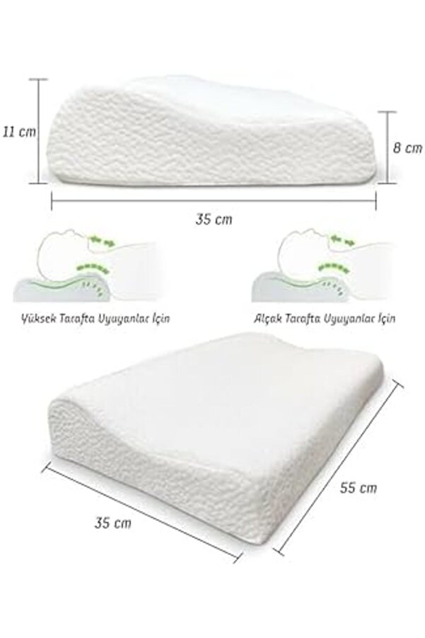 Ortopedi̇k Vi̇sko Yastık Boyun Düzleşmesi̇ Destekli̇ Lüks Yastık,, Beyaz, 101