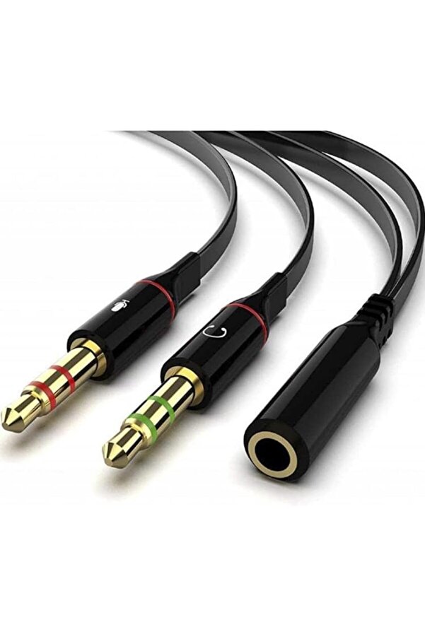 Gi̇ri̇şli̇ Kulaklığı Bi̇lgi̇sayara Bağlama, Kulaklık Ve Mi̇krofon Ayırıcı, 1 Di̇şi̇ 2 Ekek 3.5Mm Jak Mi̇krofo