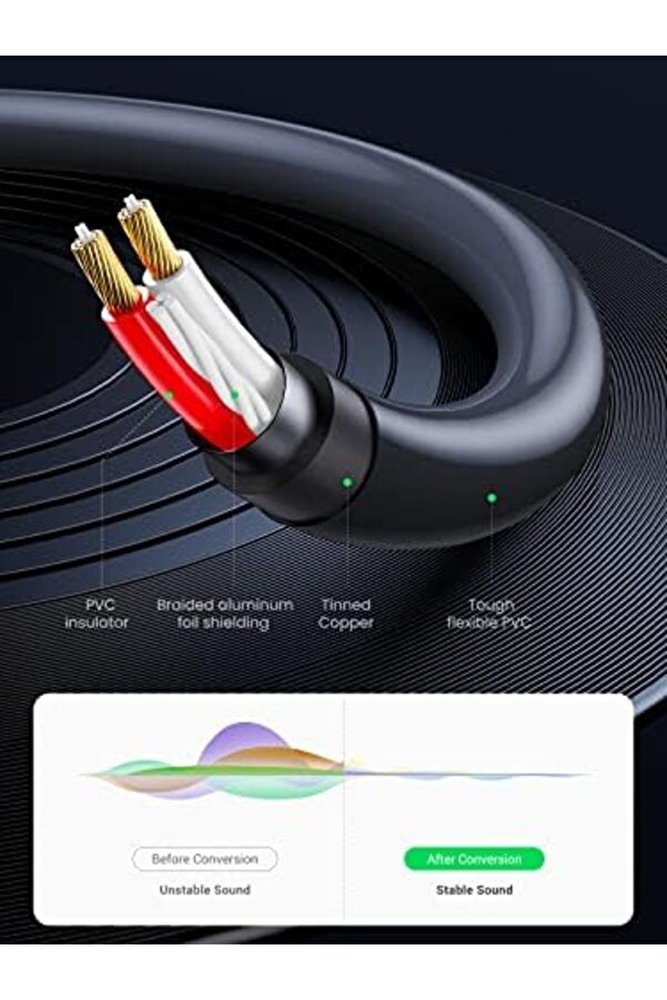 3.5 Mm Jack Gi̇ri̇şi̇ Aux To 2 Rca Ses Aktarma Kablosu 1 Metre 1175713