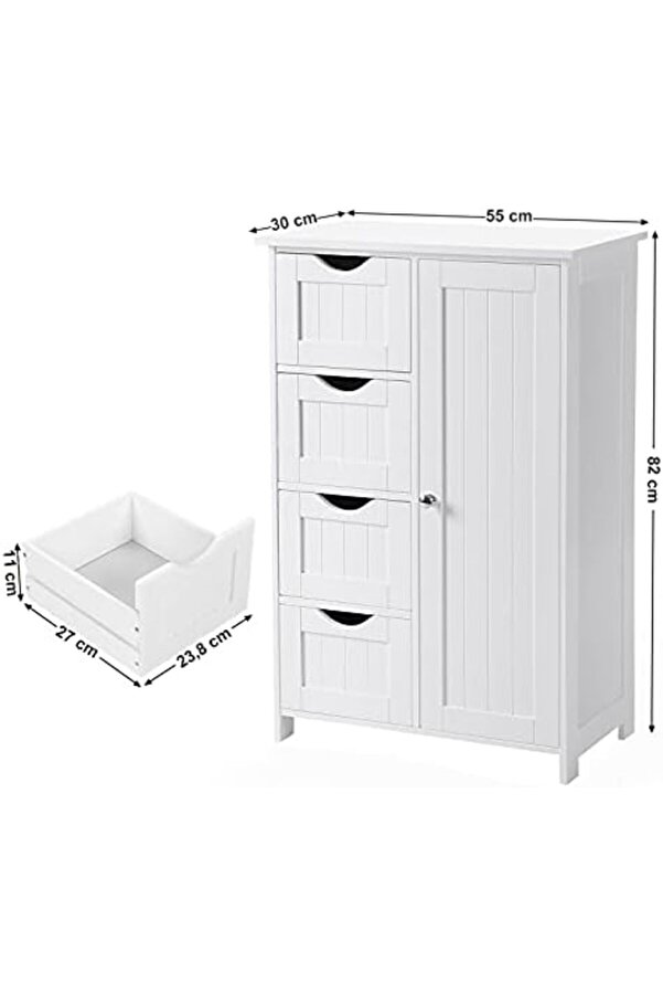 Svngsphereshop Banyo Dolabı, Dar Banyo Dolabı, Yan Dolap, Çekmeceli̇ Göğüs, 4 Çekmece, Dolap Kapısı,