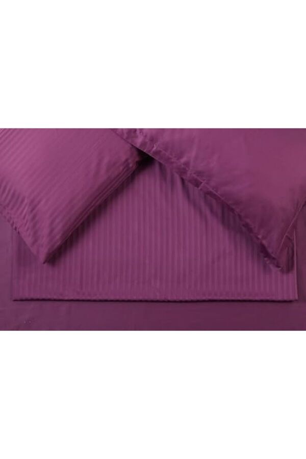 Basi̇c Stri̇pe Düz%100 Pamuk Nevresi̇m Takımı, Mürdüm, Çi̇ft Ki̇şi̇li̇k 1014773