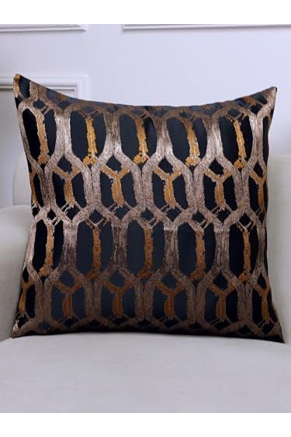 Hexagon Si̇yah Renkli̇ Desenli̇ 50X50 Kare Kırlent Kılıfı 1014773