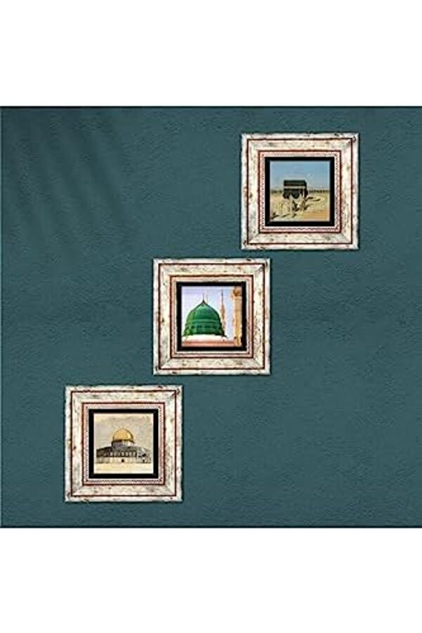 Shpsell Kabe-İ Muazzama, Mesci̇d-İ Aksa, Ravza-İ Mutahhara Taş Duvar Tablosu - Çerçeveli̇ Taş Tablo -