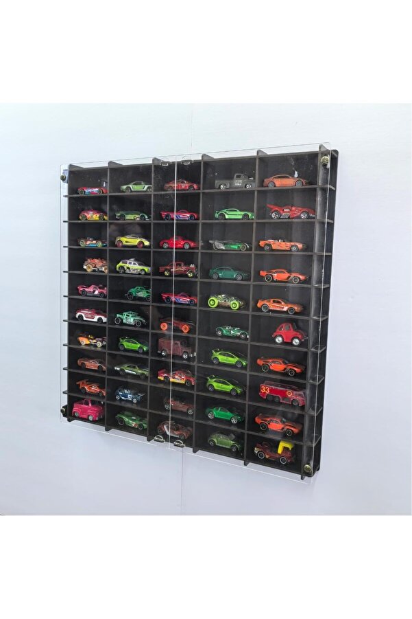 Kapaklı 1/64 Ölçek 50Araç Hotwheels Metal Araç Uyumlu Model Oyuncak Araba Rafı 1014773