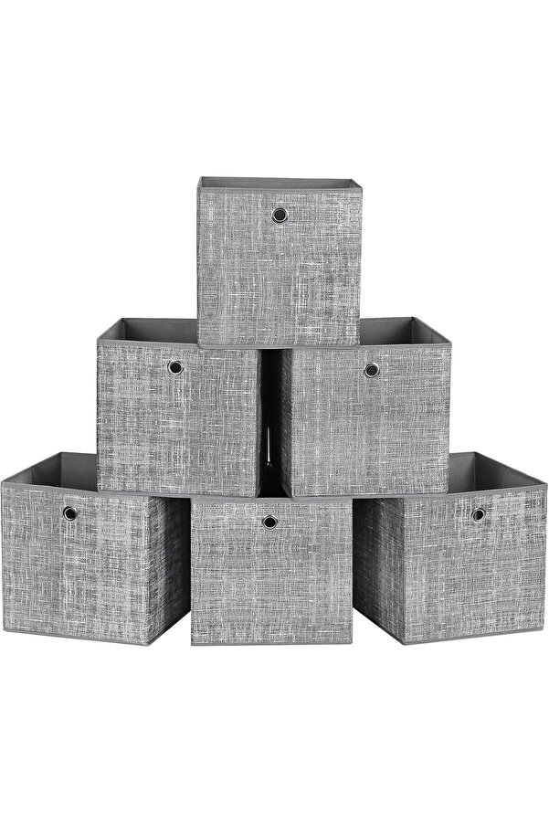 Saklama Kutusu, 6 Lı Set, Dokunmamış Kumaştan Yapılmış Saplı Düzenleme Kutuları, Katlanır Kutu,
