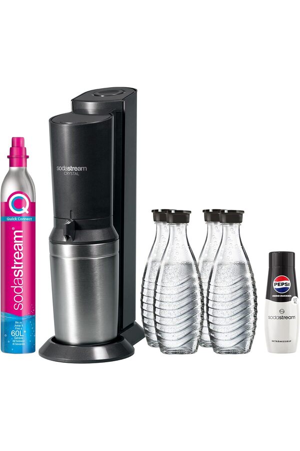 sodastream Crystal 3.0 Gazlı Içecek Makinesi – 4 Cam Şişe Quick-Connect Co₂ Tüpü ve Pepsi Zero