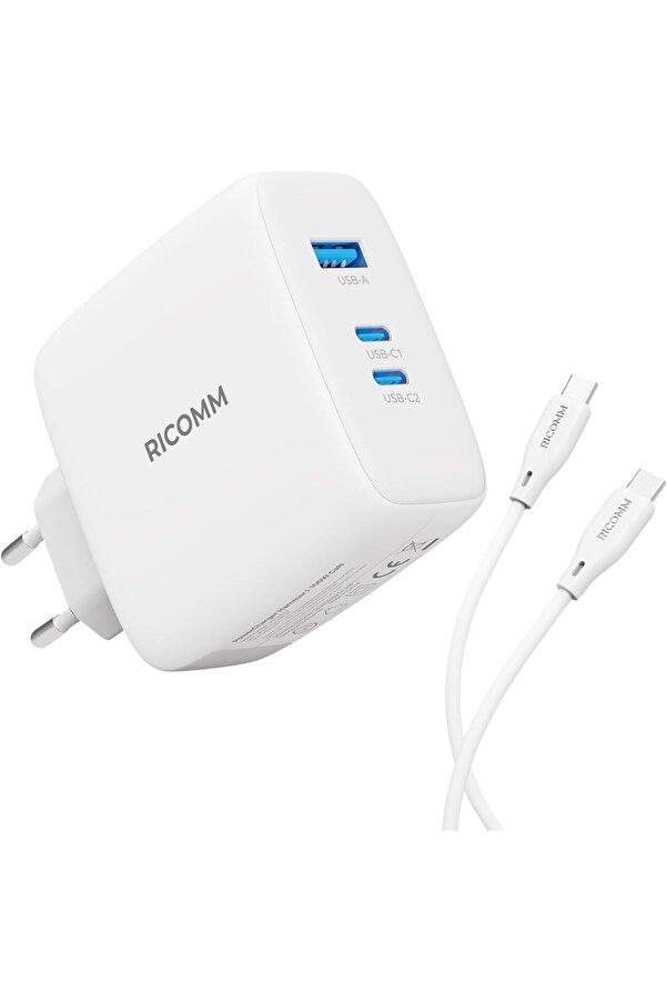 100W Gan 3 Portlu Usb-C + Usb-A Şarj Aleti̇ Qc5.0 Pd, İpad,,,, Ai̇r Uyumlu Type-C Hızlı Şarj Ci̇hazı +