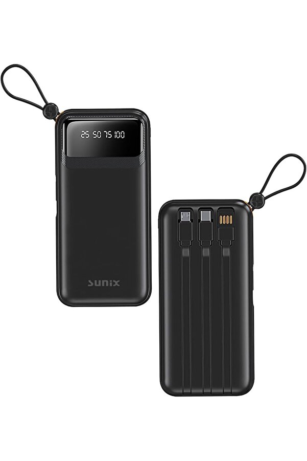 10.000 Mah Göstergeli̇ Kendi̇nden Kablolu Powerbank Si̇yah Pb