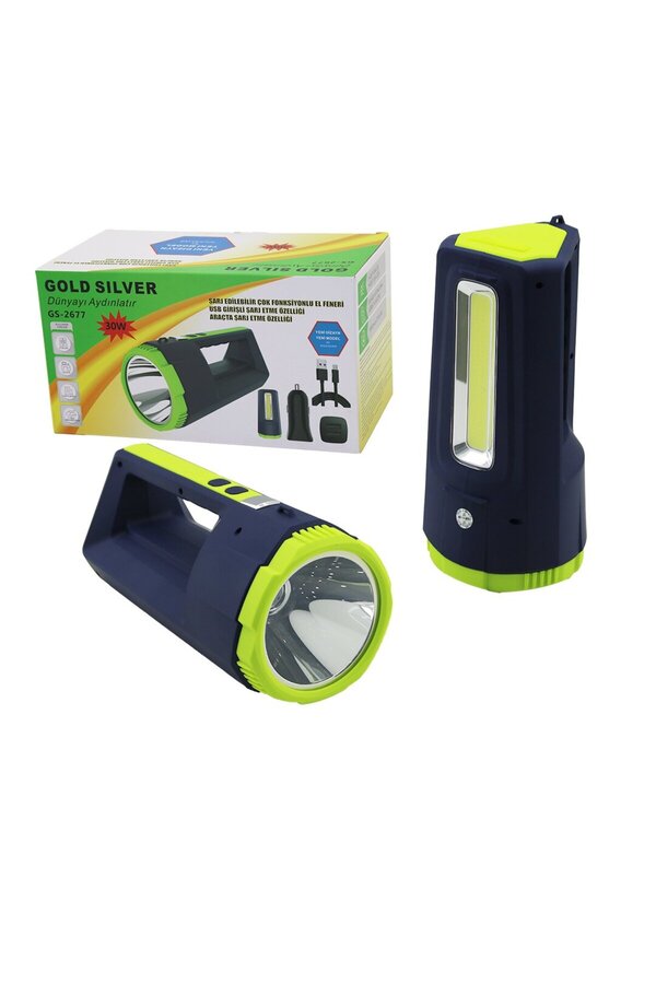 Go İthalat 2İn1 30W - 10W Cob Led Usb - Oto Şarjlı El Feneri̇ Projektör (4457)