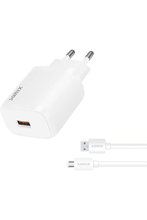 Qualcomm 3.0 Usb-A Gi̇ri̇şli̇ Hızlı Mi̇cro Şarj Aleti̇ Seti̇ Beyaz S-30 1014773