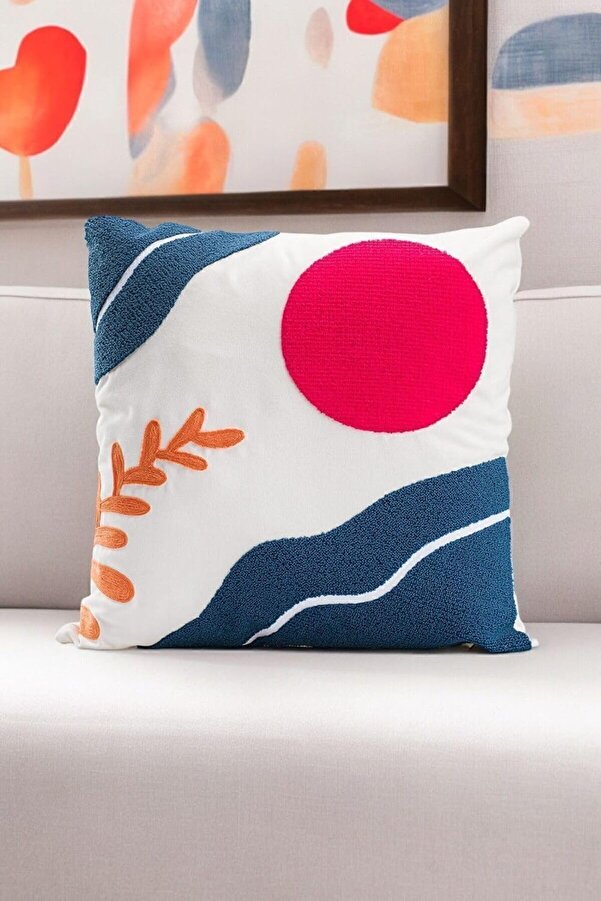Eli̇zzashop Bohem 45X45 Özel Tasarım Punch Panç Süzene Desen Dekorati̇f Kırlent Kılıfı Modern Beyaz 31