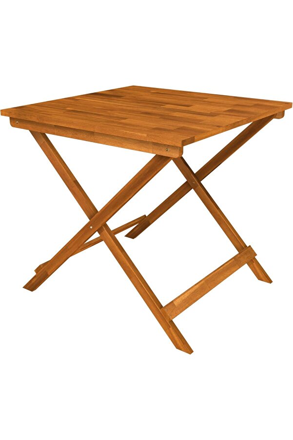 Pltnstoreshop Real Wood Sydney Masi̇f Ahşap Katlanır Bahçe Masası, 75X75X73 Cm, Altın Teak Pltnstores