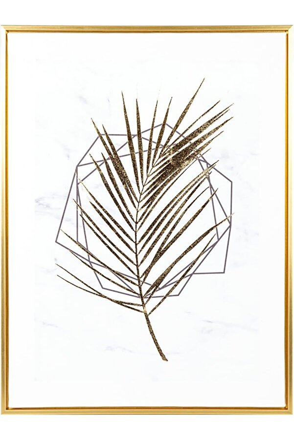 Renk Ahşap Çerçeveli̇ Kabartmalı Yaprağı Kanvas Tablo -Beyaz 45X2,5X60 Cm. 1014773