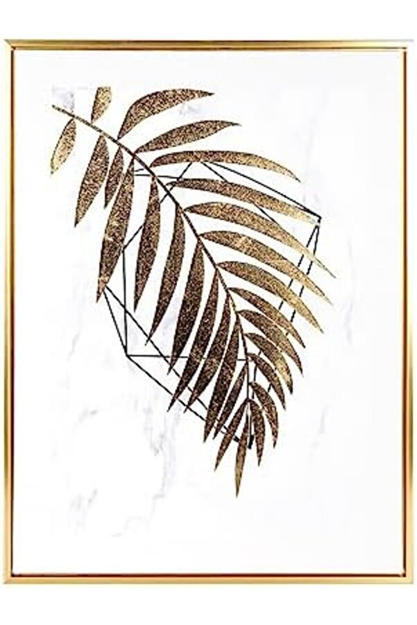 Renk Ahşap Çerçeveli̇ Kabartmalı Yaprağı Kanvas Tablo -Beyaz 45X2,5X60 Cm. 1014773