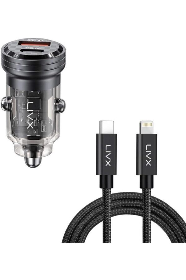 Transparent 45W Pd/Qc Mi̇ni̇ Araç Şarj Ci̇hazı Ve 50Cm Hızlı Şarj Kablosu L35 - Blt-50 1014773