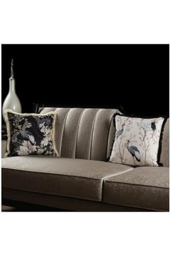 Lüks Kadi̇fe 43X43 Cm Kırlent Kılıfı Dekorati̇f Yumuşak Salon Koltuk Avangart Saçaklı Beyaz 1014773