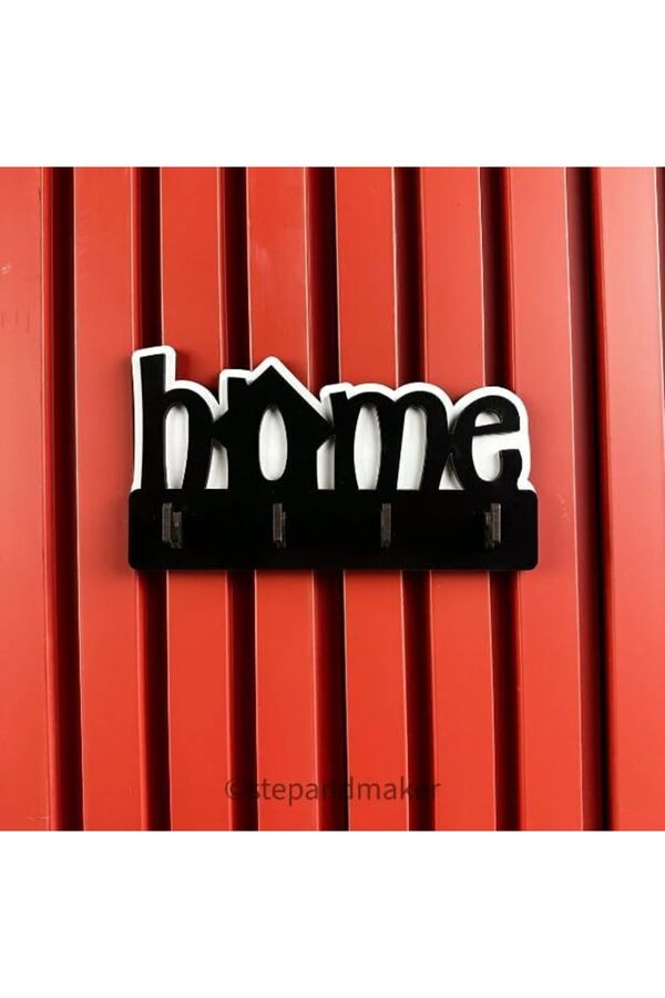 Home Ahşap Duvar Dekoru Anahtar Askısı Dekorati̇f Anahtar Askılığı Hedi̇yeli̇k (17X9Cm) (Si̇yah) 117571