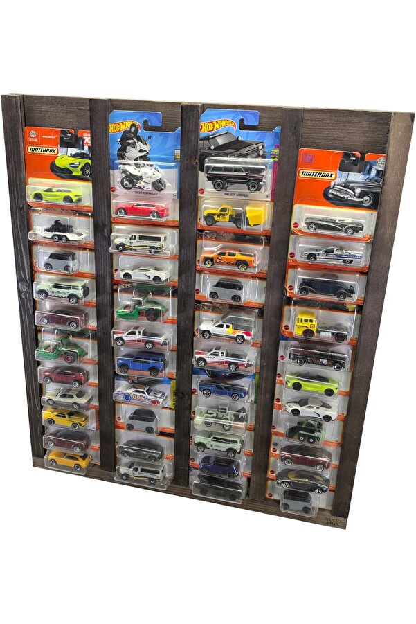 Kart Rafı, Ahşap Regular Kart Sergi̇leme Vi̇tri̇ni̇, Kutusunda Card Oyuncak Araba Rafı-Cevi̇z 1014773