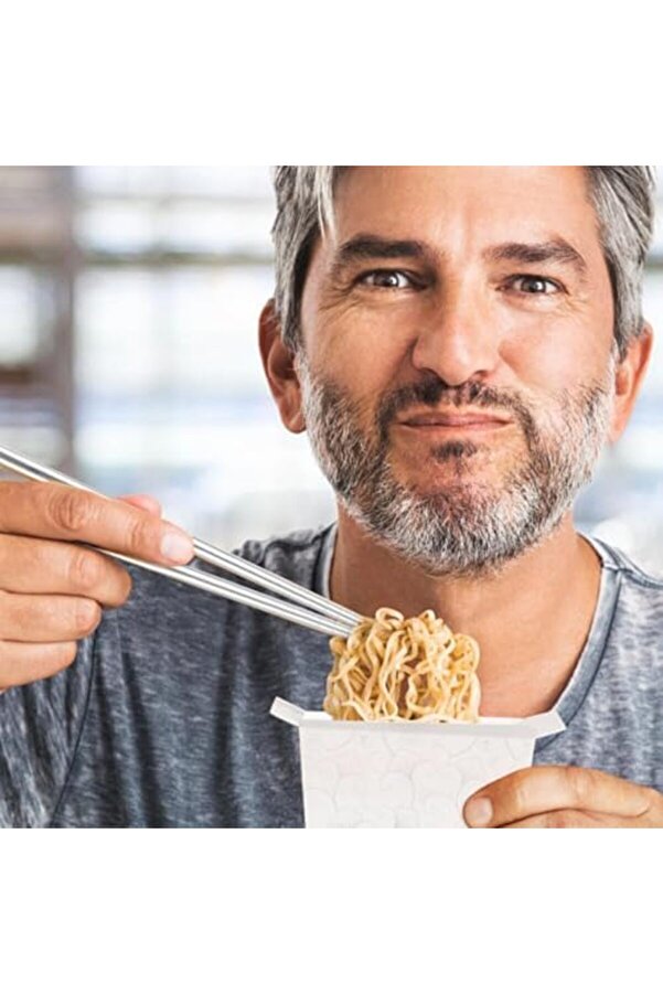 5 Çi̇ft Paslanmaz Çeli̇k Chopsti̇cks – Metal Çi̇n Yeme Çubuğu Seti̇, Kaymaz Sushi̇ Ve Noodle Çubuğu, Yeni̇d