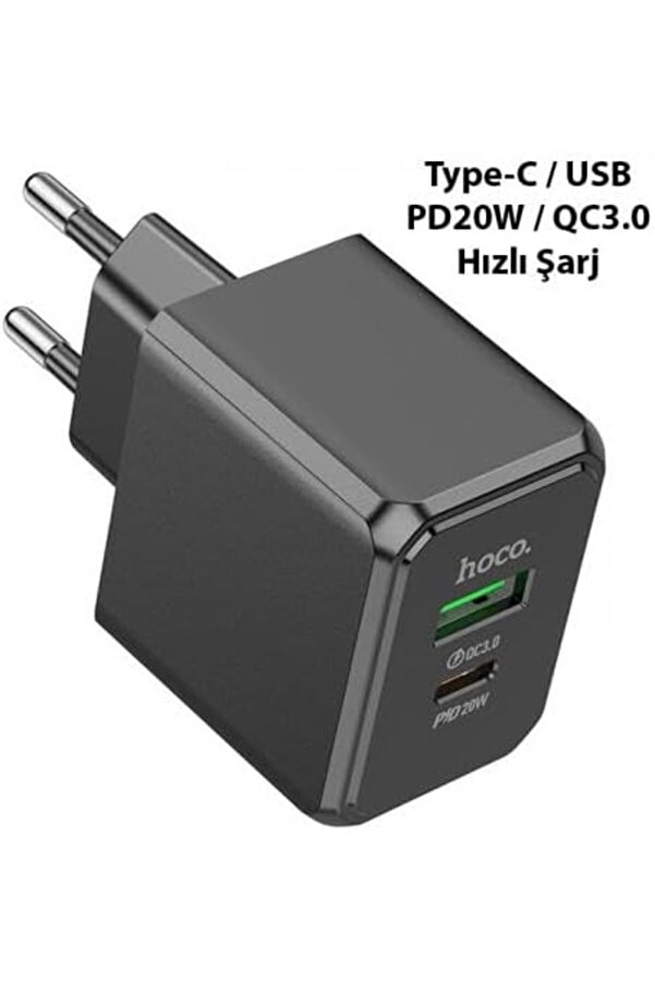 Hc Seri̇ Akım Koruma Qc3.0+20W Şarj Başlık Usb+Type-C Gi̇ri̇şli̇ Şarj Aleti̇ Type-C Gi̇ri̇şli̇ Hızlı Şarj 1