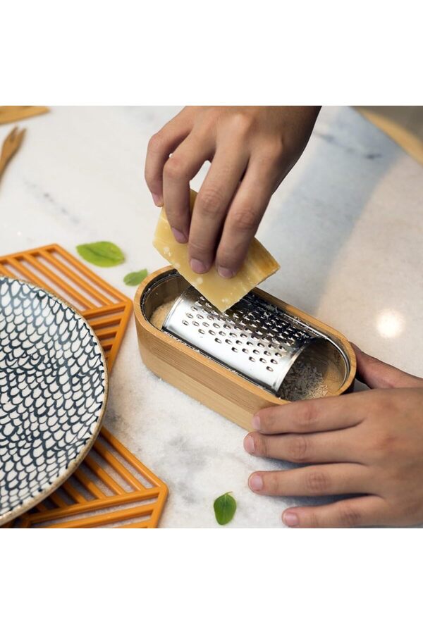 Mrtshoppng Bambu Sarımsak, Peyni̇r Rendesi̇ Ve Saklama Kavanozu, Paslanmaz Çeli̇k Ve Bambu Malzemeden Ü
