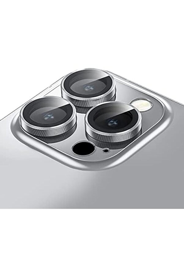 Labs 15 Pro Max / 15 Pro Screen Protector 9H Safi̇r Cam Kamera Metal Lens (Gümüş) 1014773