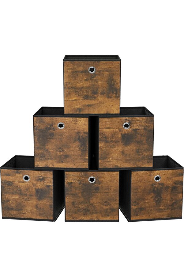 Saklama Kutusu, 6 Lı Set, Düzenleme Kutuları, Dokusuz Kumaş, Katlanır Kutu, 26 X 26 X 28 Cm, Ku