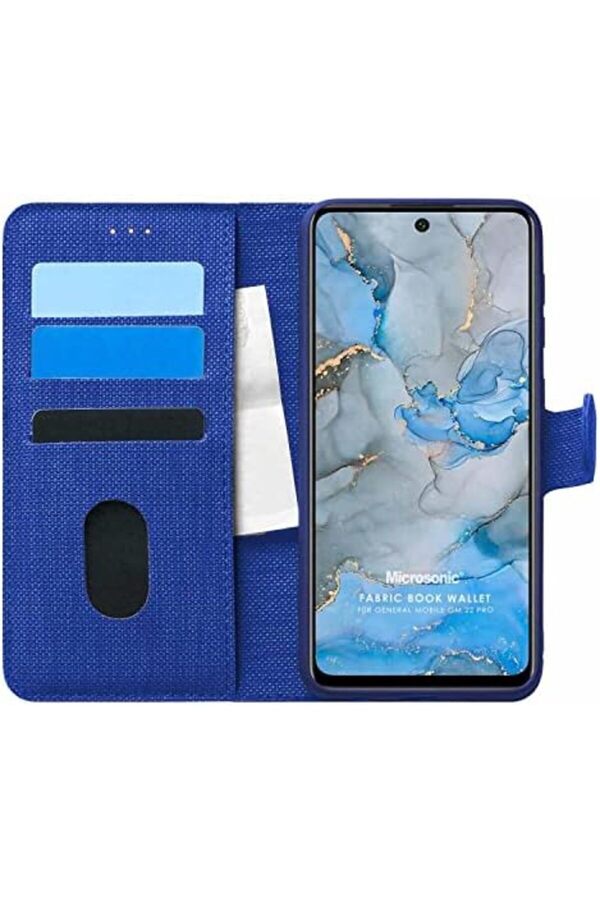General Mobi̇le Gm 22 Pro İçi̇n Kılıf Fabri̇c Book Wallet Laci̇vert [Gm 22 Pro İle Uyumlu Kılıf - Laci̇ve