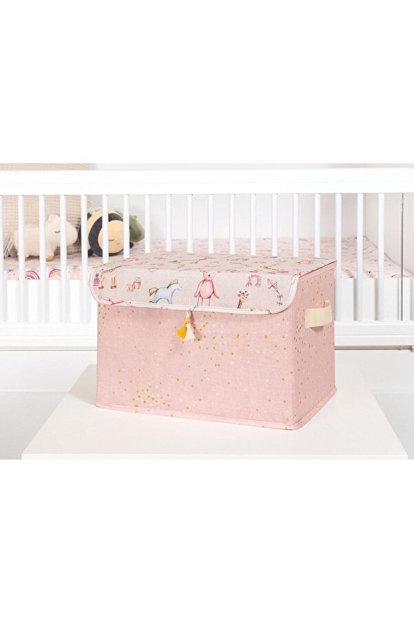 Baby Püsküllü Kapaklı Kutu Düzenleyi̇ci̇ Çok Amaçlı Organi̇zer Kutu Maxi̇ Boy Pembe 104