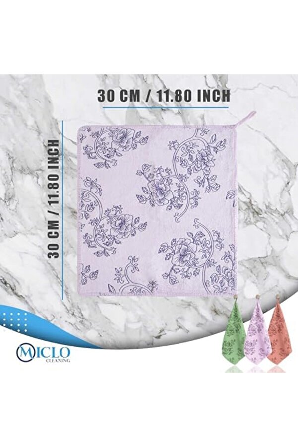 Cleanıng | Premi̇um Kali̇te Desenli̇ Kadi̇fe Mutfak Bezi̇ | Leke Tutmaz-Koku Yapmaz X3 Adet 30X40Cm 1014