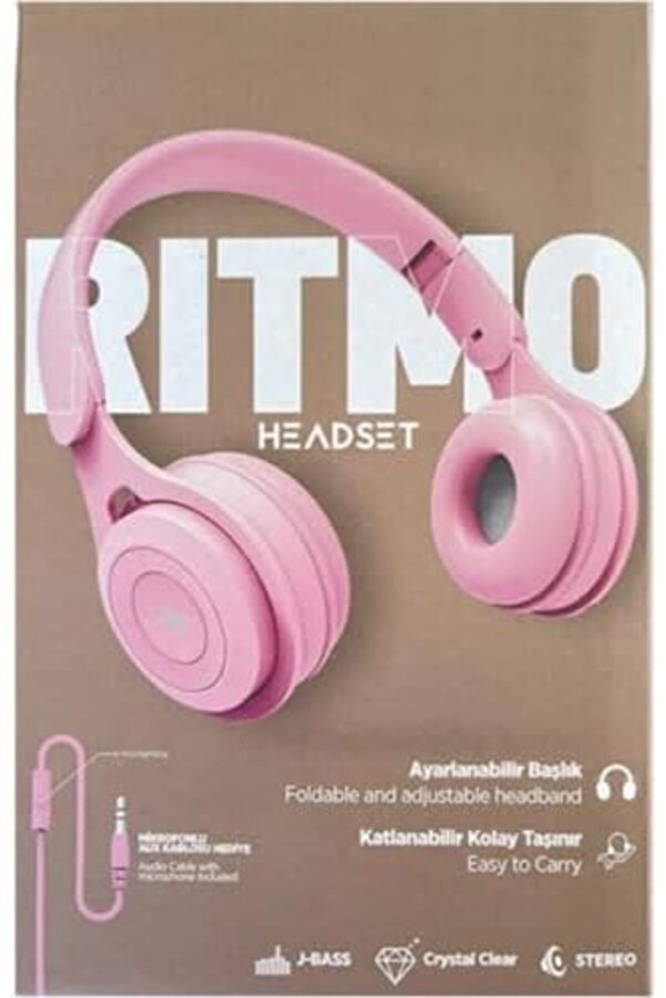Ri̇tmo Kulak Üstü Kablolu Kulaklık Katlanabi̇li̇r Js-80 (Pembe) 1014773