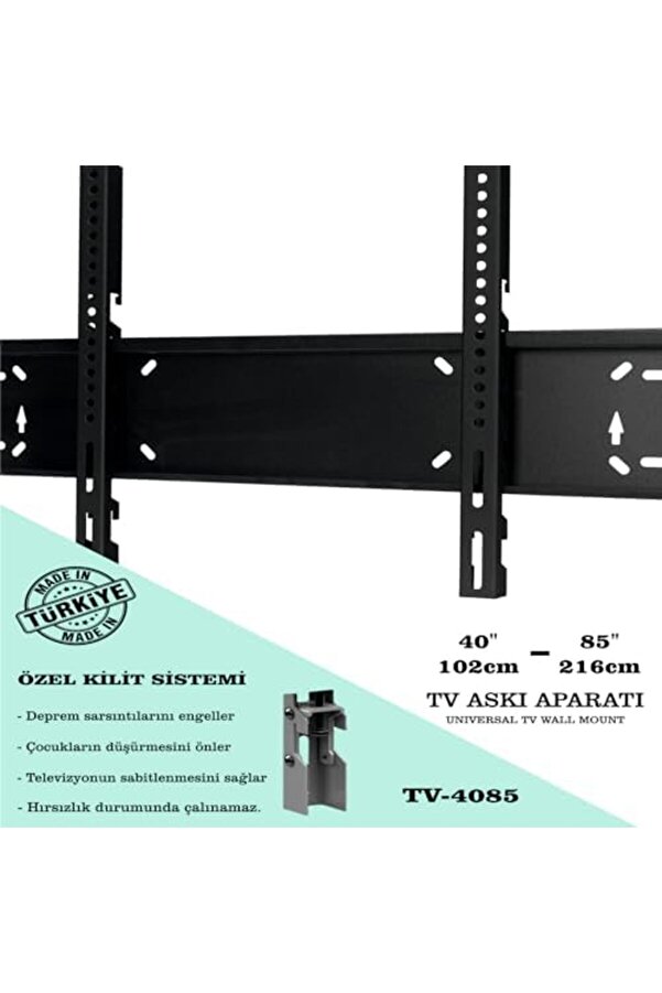 Tv-4085 Televi̇zyon Duvar Askı Aparatı, 40"-85" İnç (102-216Cm) Vesa 400X400-600X400-600X500-700X500