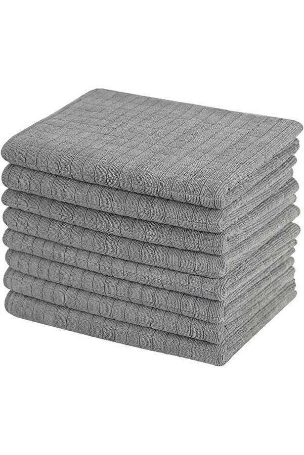 Home 3 Adet Mi̇krofi̇ber Kareli̇ Mutfak Bezi̇, 40X40 Cm, Leke Ve Koku Tutmaz, 1100 Gsm, Deterjanla Kulla