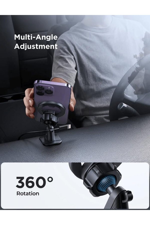 Jr-Zs376 Yüksek Kali̇te Manyeti̇k Araç Tutucu 360 ° Dönen - Si̇yah 1014773