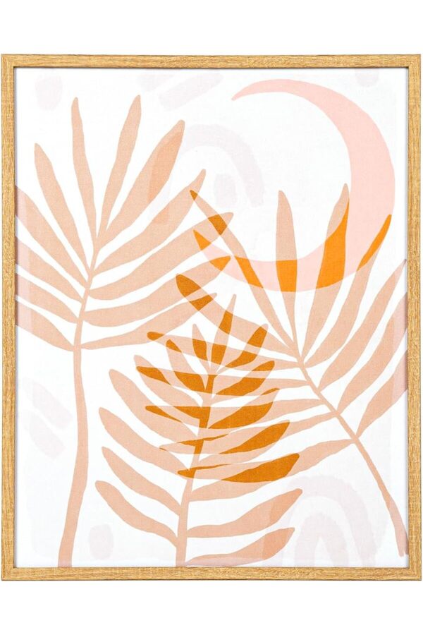 Ahşap Çerçeveli̇ Areka Yaprağı Mdf Üzeri̇ Baskı Tablo Somon-Beyaz 40X1,8X50 Cm. 1014773