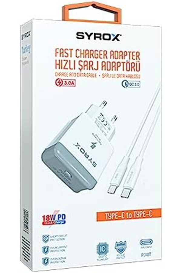 Pd18T Type-C To Type-C Kablolu 18W Pd 3A Hızlı Şarj Aleti̇ Set 1014773
