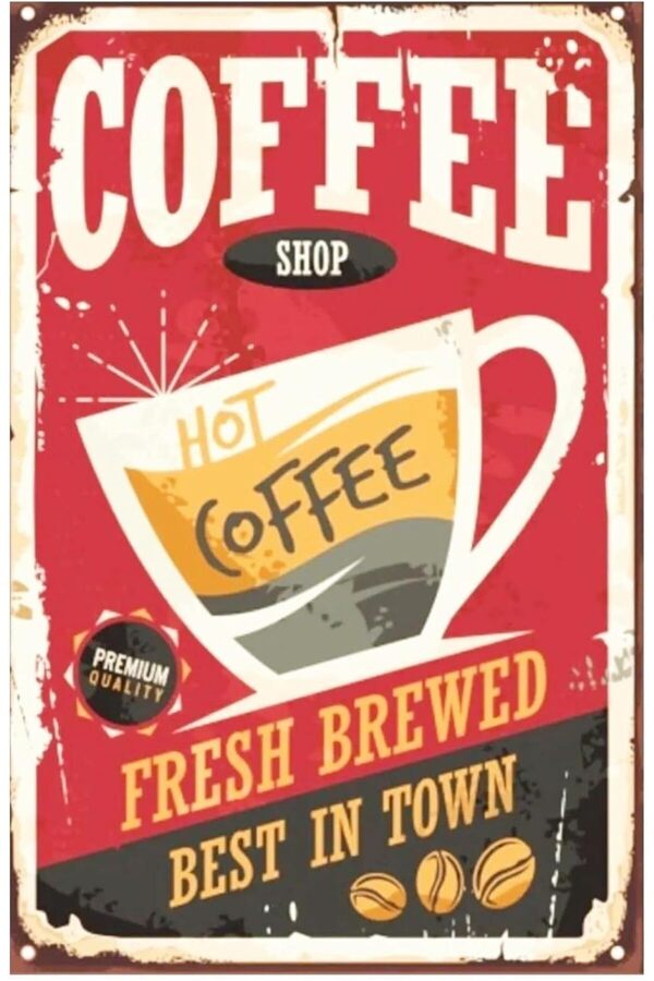 Kuşe Kağıt Duvar Posteri̇ Coffe Retro Drtr
