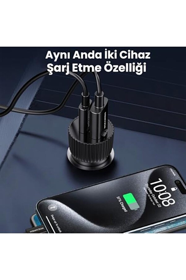 48W Çi̇ft Portlu Usb Type-C Ve Usb-A Araç İçi̇ Hızlı Şarj Ci̇hazı 1014773