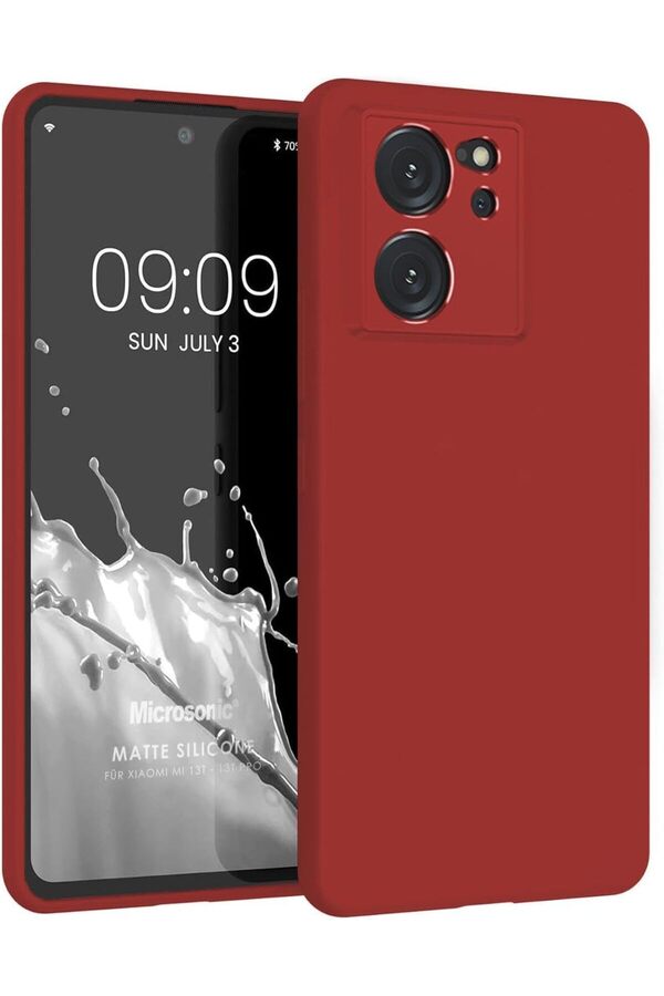 Pltnstoreshop Matte Si̇li̇cone Xi̇aomi̇ Mi̇ 13T Pro İçi̇n Kılıf Kırmızı [Mi̇ 13T Pro İle Uyumlu Kılıf - Kır