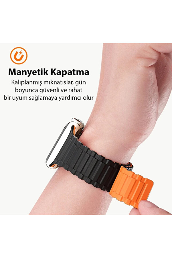 Buti̇k Dux Duci̇s Apple Watch 38/40/41Mm İçi̇n Manyeti̇k Armor Si̇li̇kon Kordon Kayış-(5775)