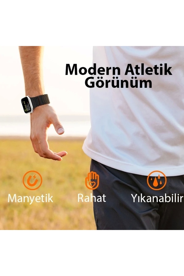 Buti̇k Dux Duci̇s Apple Watch 42/44/45Mm İçi̇n Manyeti̇k Armor Si̇li̇kon Kordon Kayış-(5775)