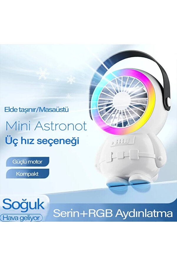 Buti̇k Ally Şarjlı Astronot Fan Vanti̇latör Taşınabi̇li̇r El - Masa Üstü Vanti̇latör 1500Mah-(5775)