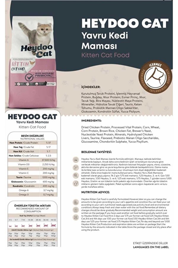 Heydoo Yavru Kedi̇ Maması 2 Kg X 2 Adet
