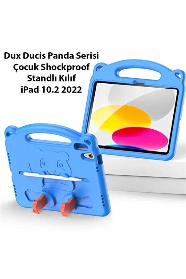 Buti̇k Dux Duci̇s İpad 10.2 2022 Kılıf Panda Seri̇si̇ Çocuk Shockproof Standlı Kılıf-(5775)