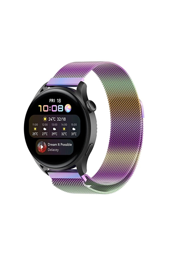Buti̇k 20Mm Samsung Watch Huawei̇ Watch Kayışkordon Metal Mi̇lano Loop-(5775)