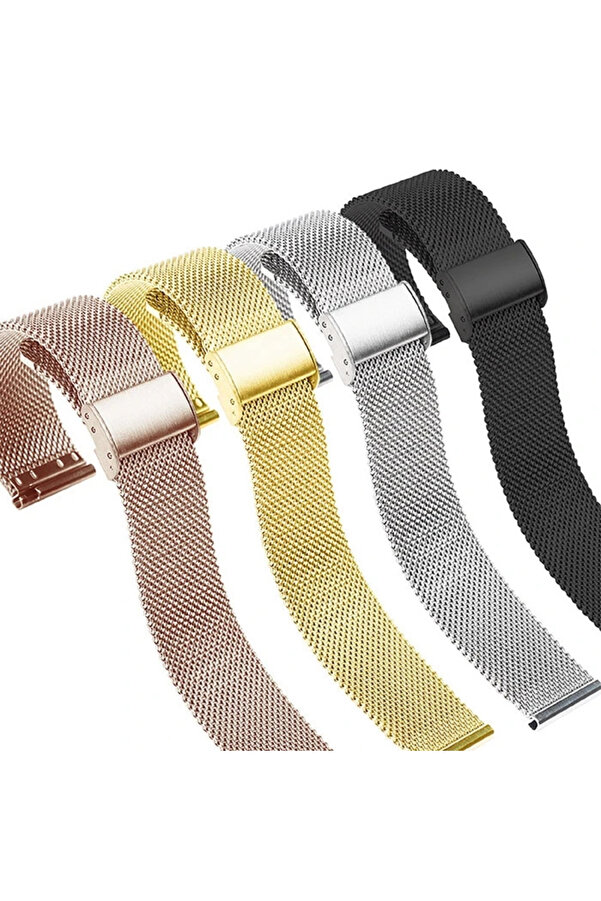 Buti̇k 20Mm Samsung Watch Huawei̇ Watch Kayış Kordon Mi̇lano Metal Klasi̇k Kopça-(5775)